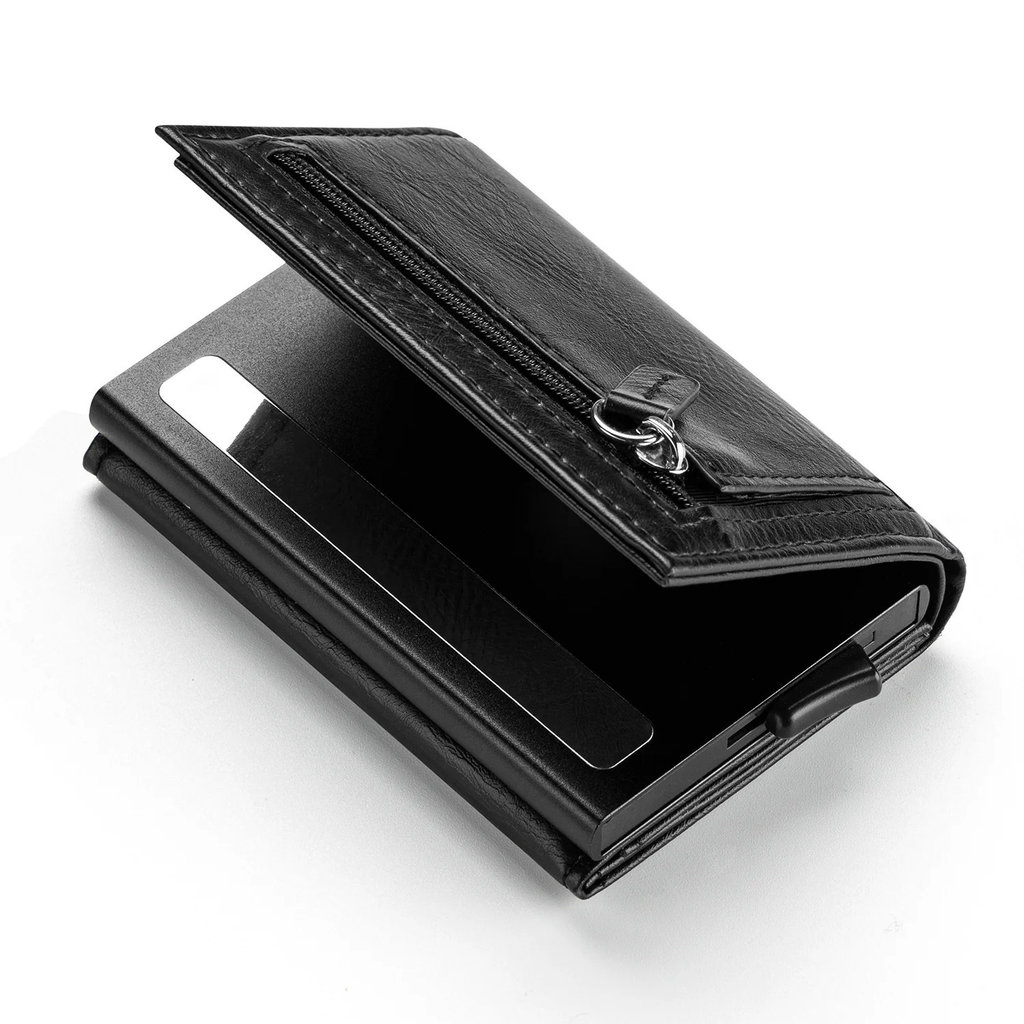 Billetera Slim Pop Up con Bloqueo RFID — Tarjetero Tri-fold para Hombre